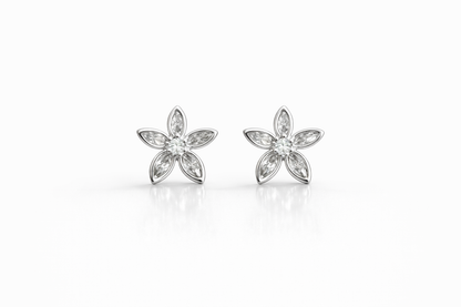 Flor Stud Earrings With Zc Sterling Silver 925