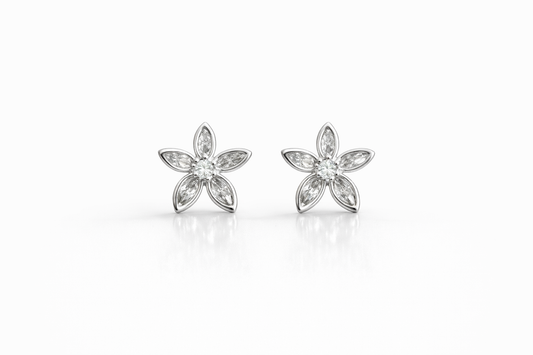 Flor Stud Earrings With Zc Sterling Silver 925