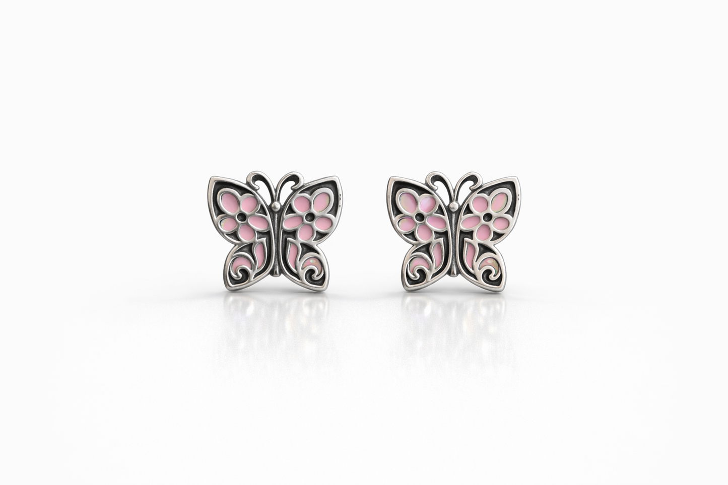 Butterfly Stud Earrings Sterling Silver 925