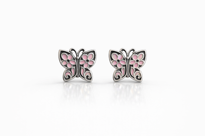 Butterfly Stud Earrings Sterling Silver 925