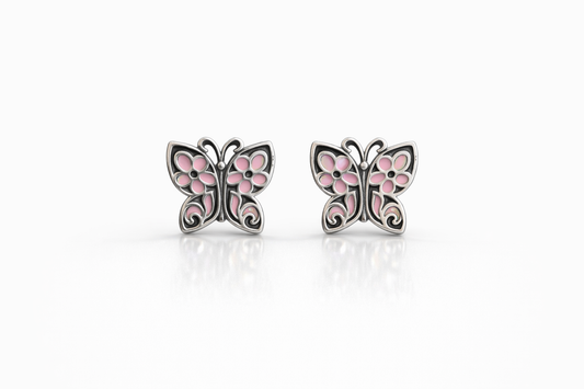 Butterfly Stud Earrings Sterling Silver 925