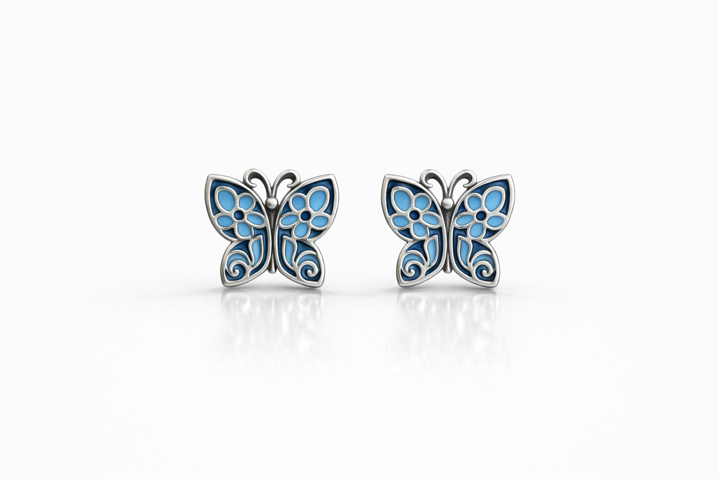 Butterfly Stud Earrings Sterling Silver 925