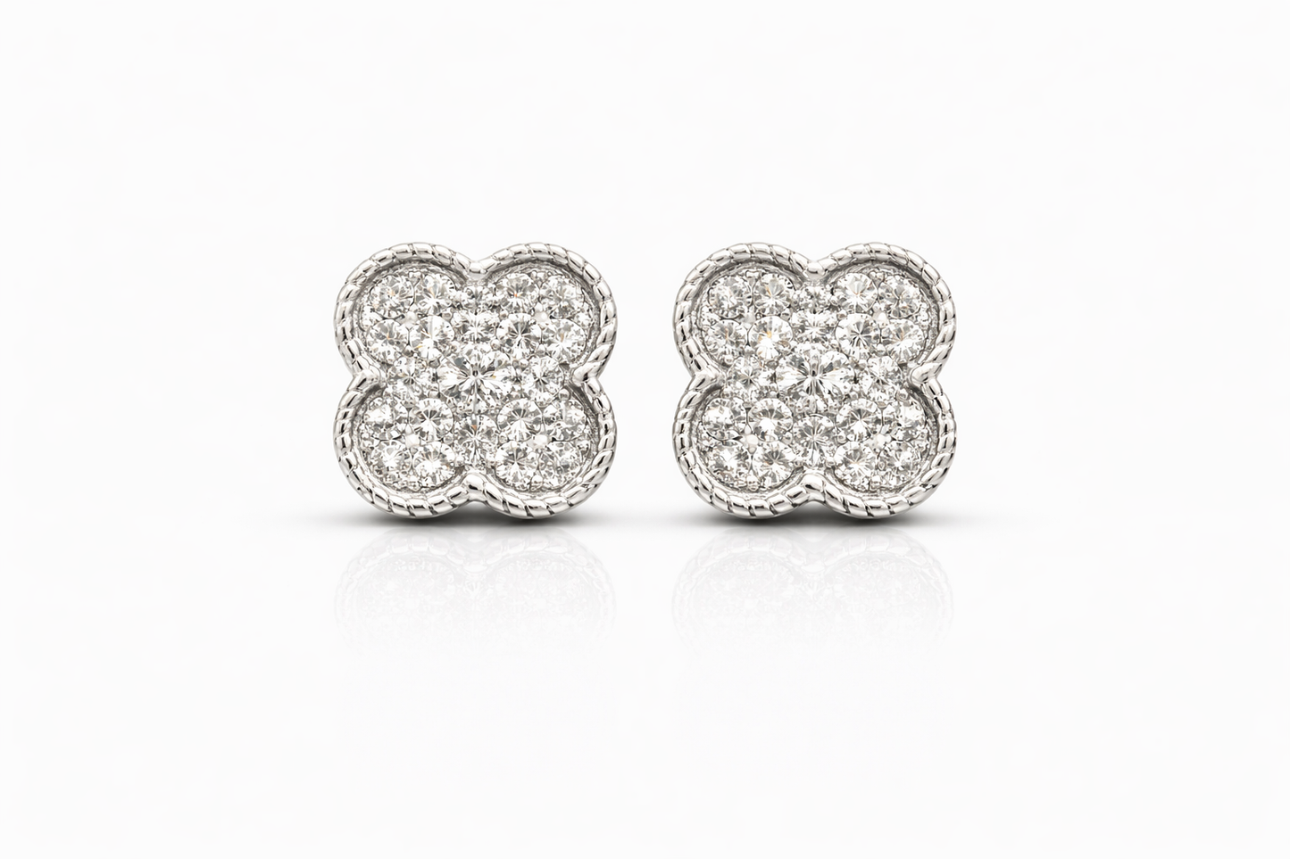 Trebol Stud Earring with Zirconia 925 Sterling Silver