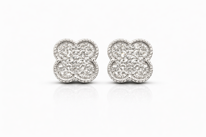 Trebol Stud Earring with Zirconia 925 Sterling Silver