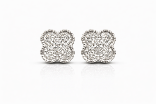 Trebol Stud Earring with Zirconia 925 Sterling Silver - 8 mm