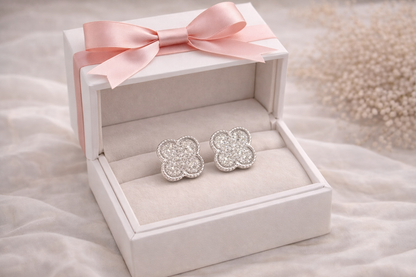 Trebol Stud Earring with Zirconia 925 Sterling Silver