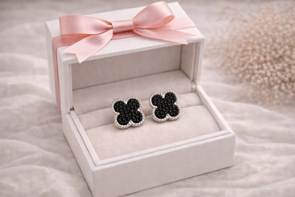 Trebol Stud Earring with Zirconia 925 Sterling Silver