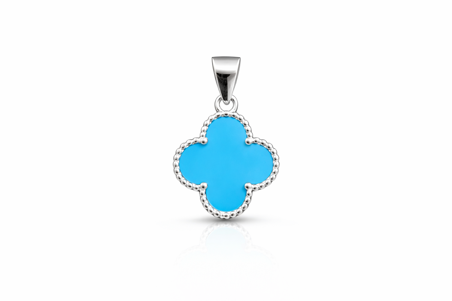 Blue Clover Pendant – Sterling Silver 925 - 20mm