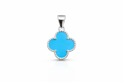 Blue Clover Pendant – Sterling Silver 925 - 20mm