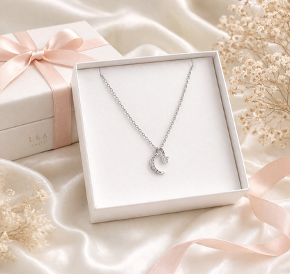 Moon Necklace with Zc-925 Sterling Silver