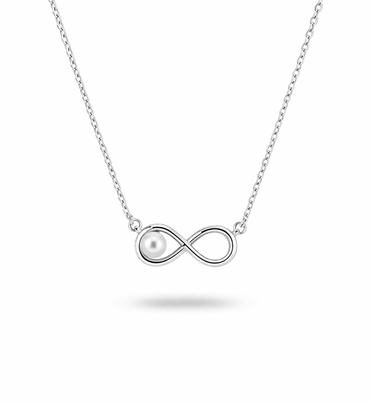 Infinity Necklace with Pearl Sterling Silver 925