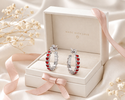 Heart Hoop Earrings Medium - Sterling Silver 925