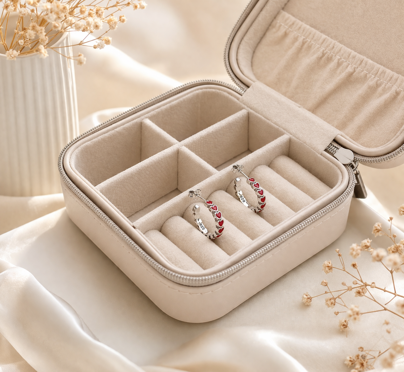 Heart Hoop Earrings Medium - Sterling Silver 925