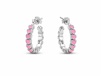 Heart Hoop Earrings Medium - Sterling Silver 925