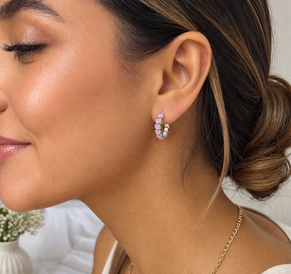Heart Hoop Earrings Medium - Sterling Silver 925