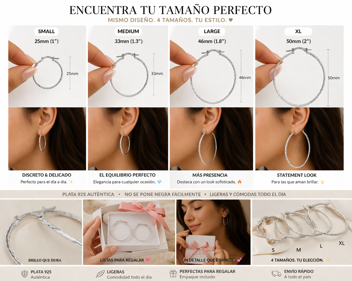 Lily Hoop Earrings  Available in S,M,L and XL