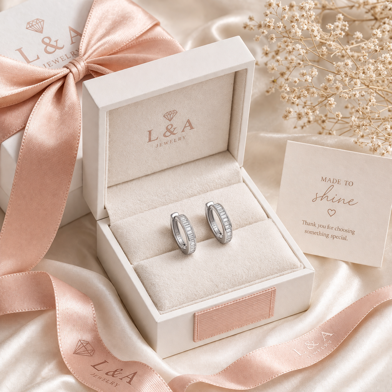 Angela Huggies Earrings With Zc Sterling Silver 925 - 14 mm