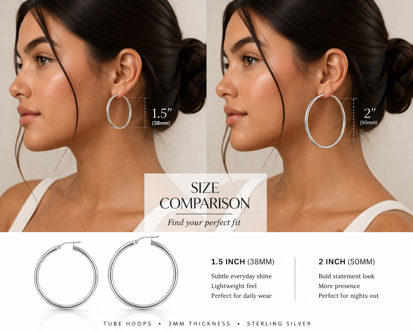 Hera Hoop Earrings  Sterling Silver 925