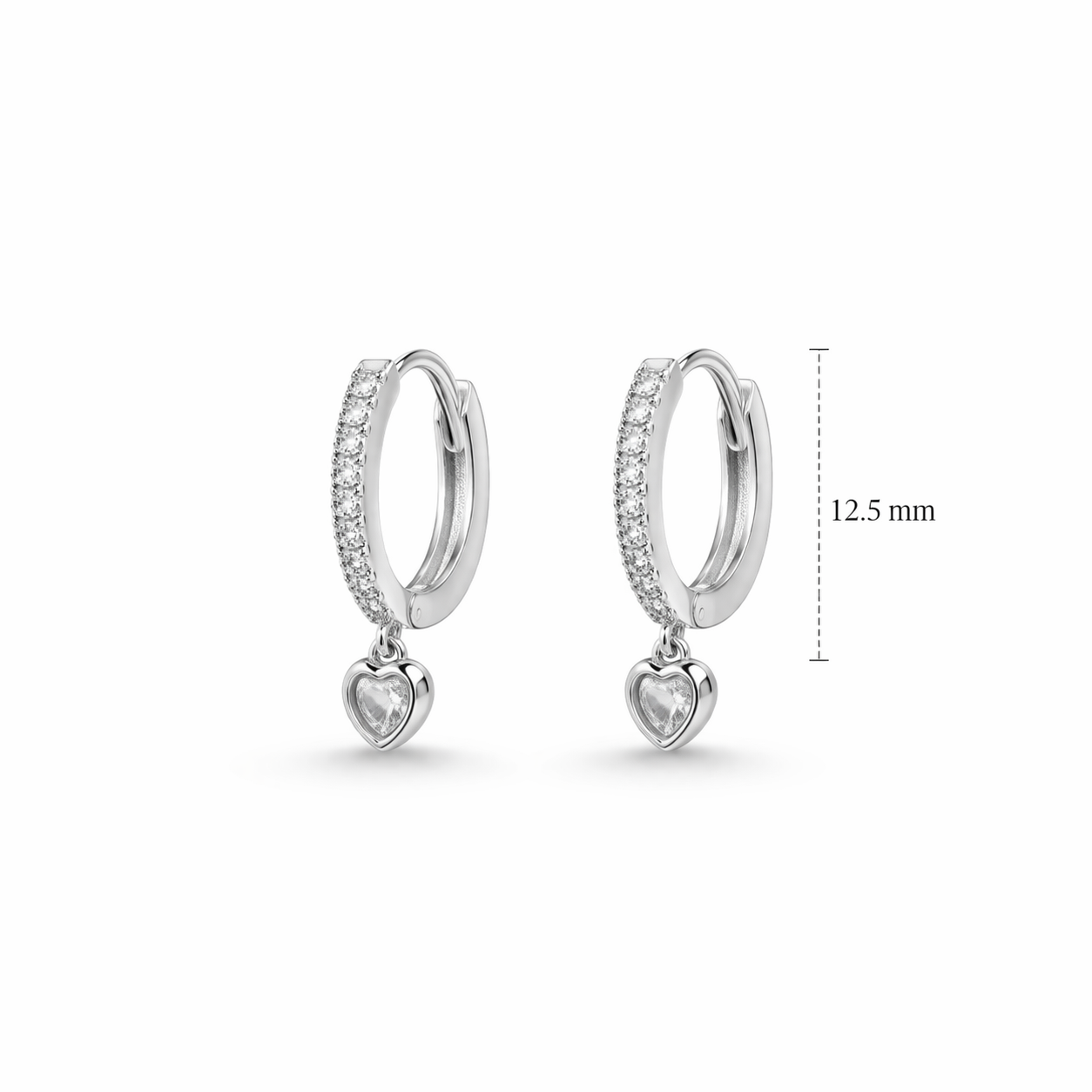 Mini Heart Huggies 925 Sterling Silver -12.5 mm - Girl