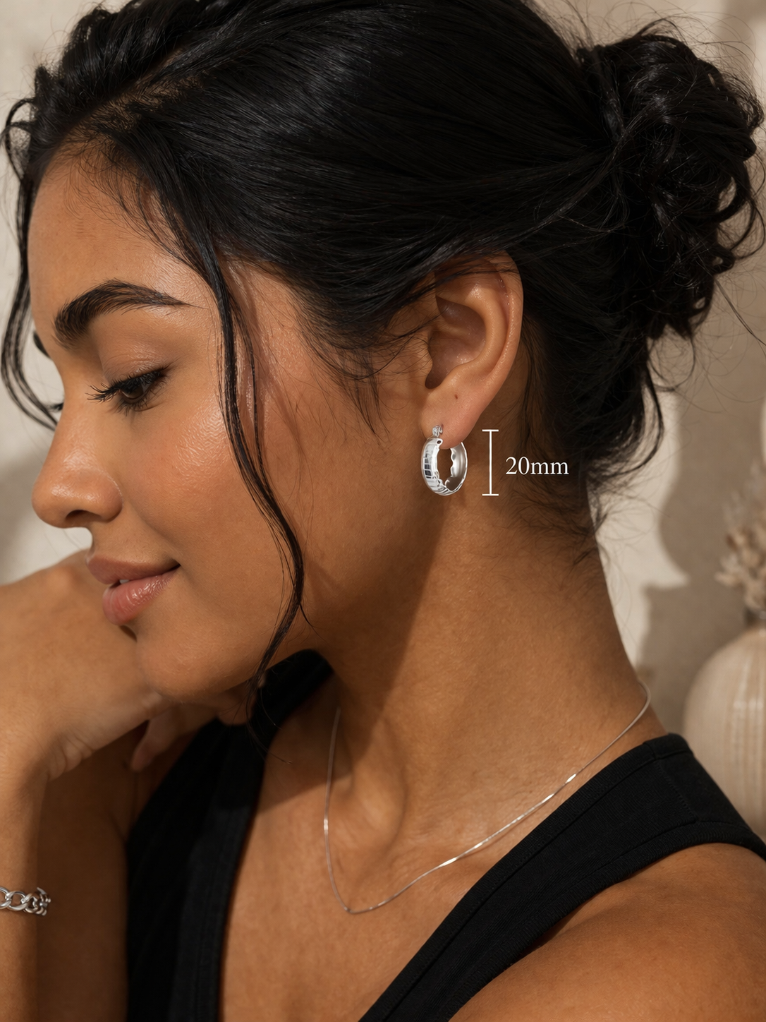 Bertha Hoops Earrings 925 Sterling Silver-20 mm