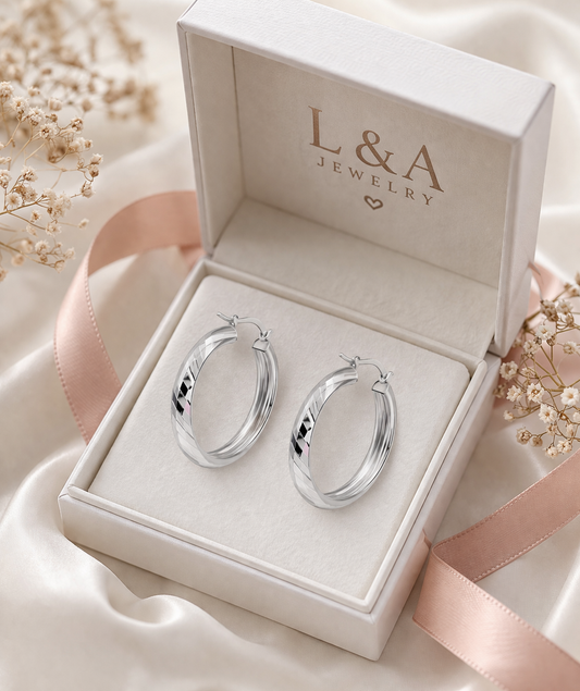 Nova  Hoops – Diamond Cut 925 Sterling Silver -25 mm