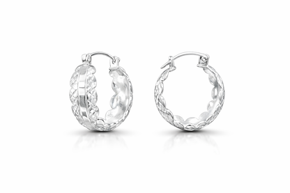 Amara  Hoops – Sterling Silver 925 Textured  Earrings (18mm)