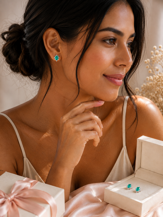 Paraiba Drop Halo Earrings 925 Sterling Silver