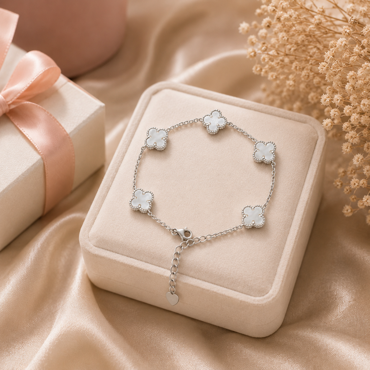 Pearl Baby Clover Bracelet 925 Sterling Silver