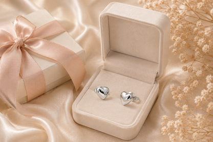 Amore Heart Stud Earrings Sterling Silver 925-10mm