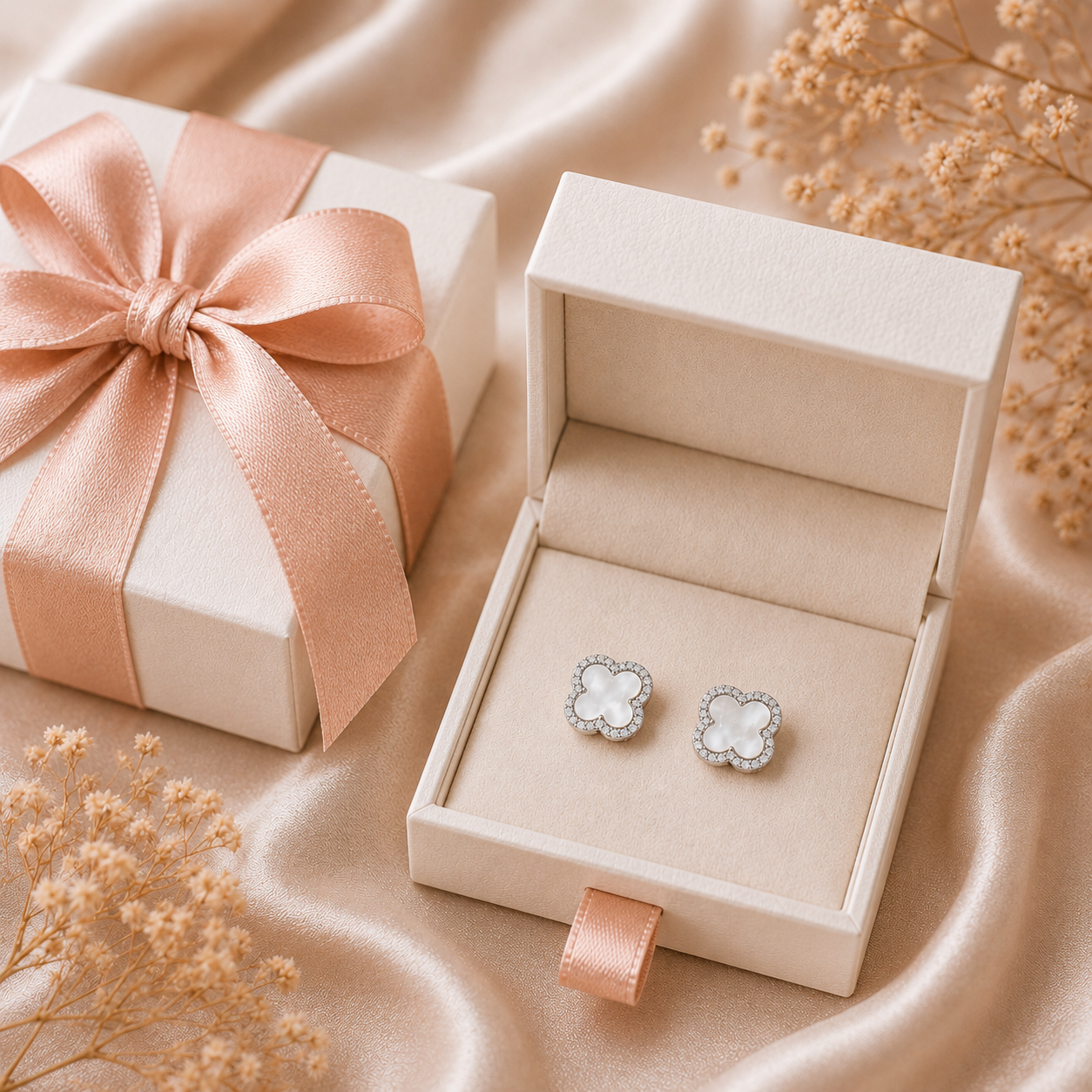 Pearl Blossom Studs 925 Sterling Silver 10mm