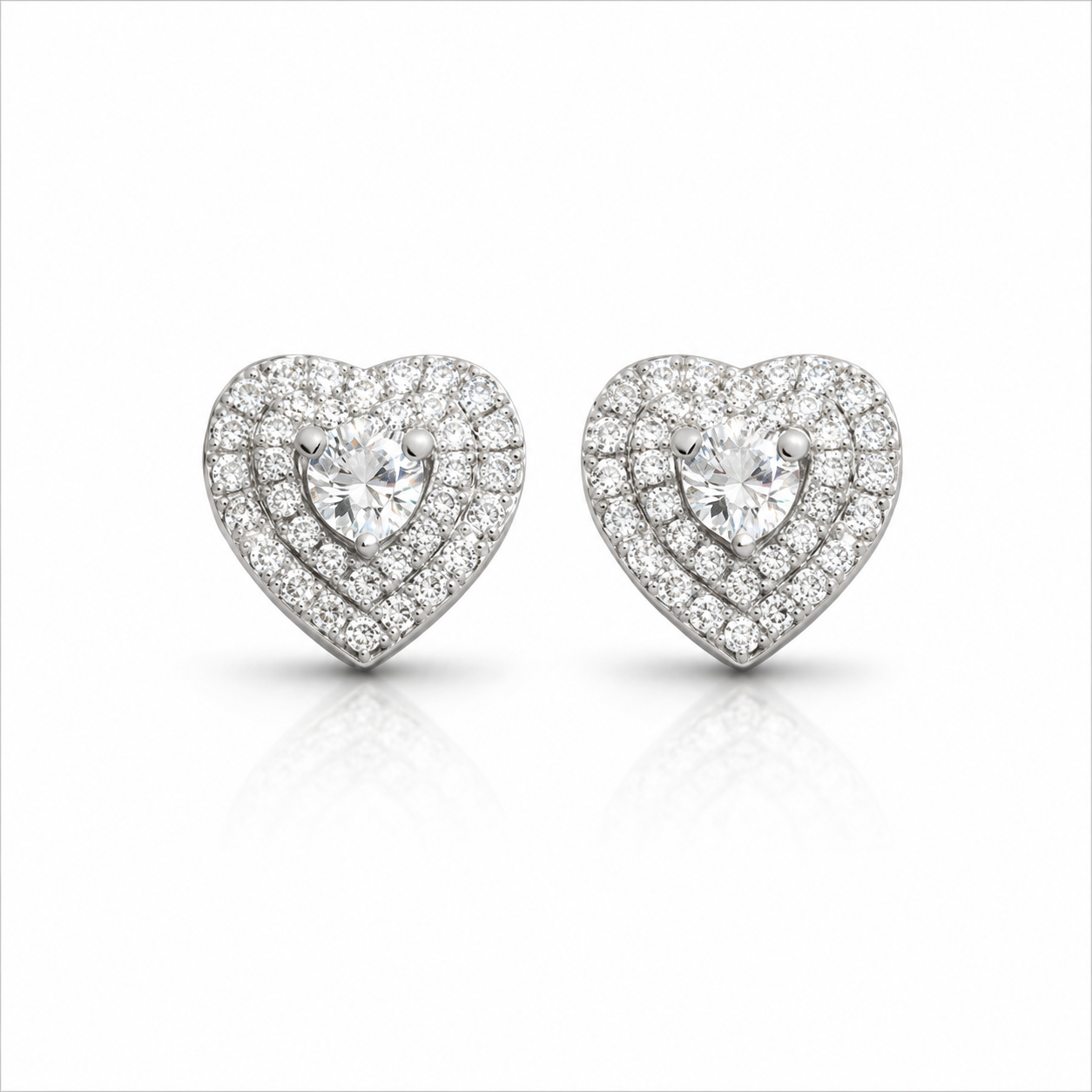 Hera Stud Earring Heart with Zc 925 Sterling Silver -10 mm