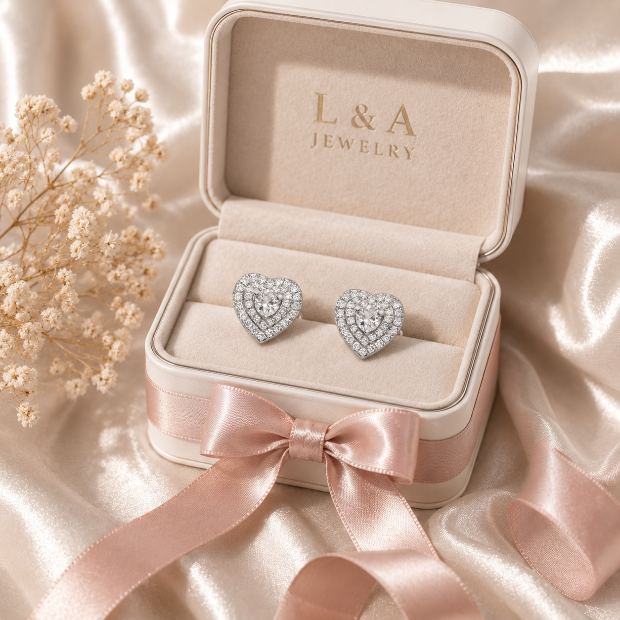 Hera Stud Earring Heart with Zc 925 Sterling Silver -10 mm