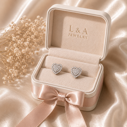 Sweet  Heart Stud Earring With Zc Sterling Silver 925 -10mm