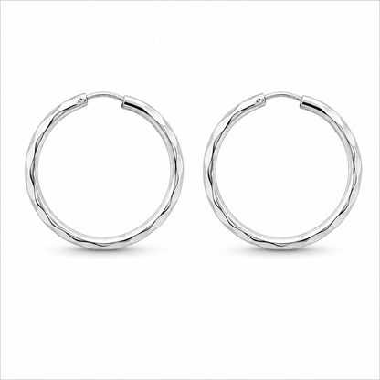 Amara Twist Hoops – Sterling Silver 925 Textured Hoop Earrings (19mm / 25mm)