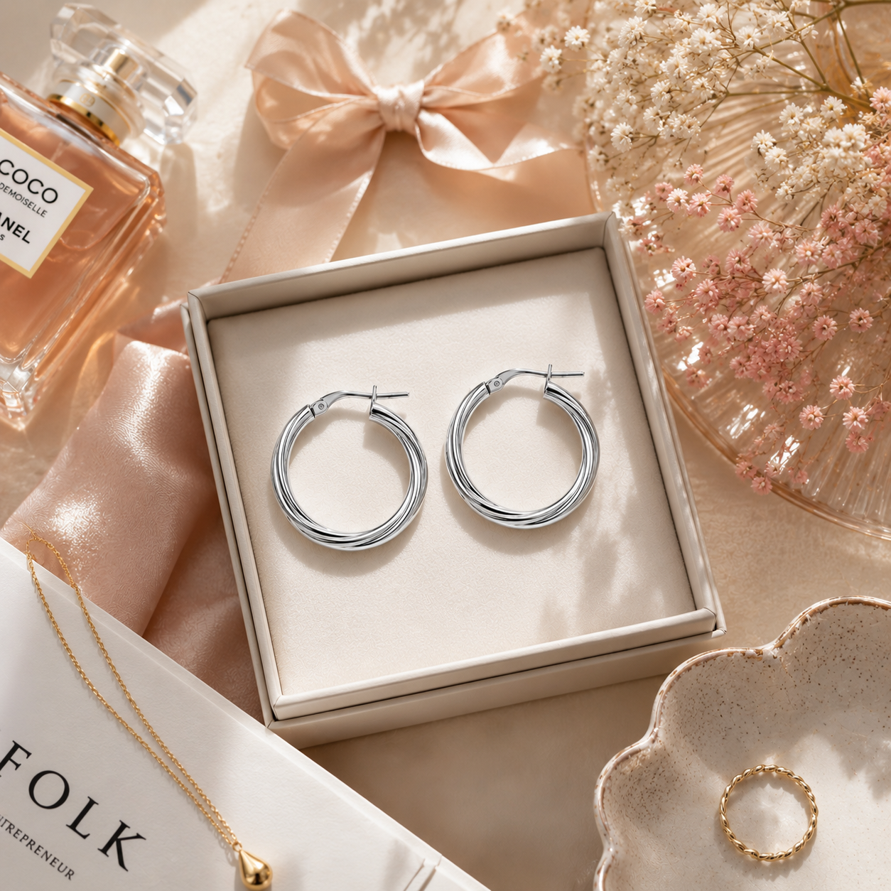 Martina Hoop Earrings Twisted Sterling Silver 925-25mm