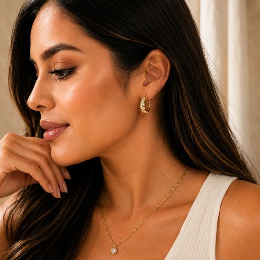 Roma  Hoops Earrings Sterling Silver 925-18mm