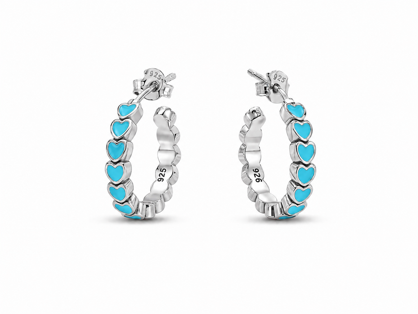 Heart Hoop Earrings Medium - Sterling Silver 925 -16mm
