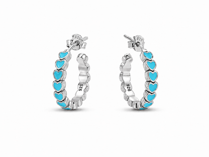 Heart Hoop Earrings Medium - Sterling Silver 925 -16mm