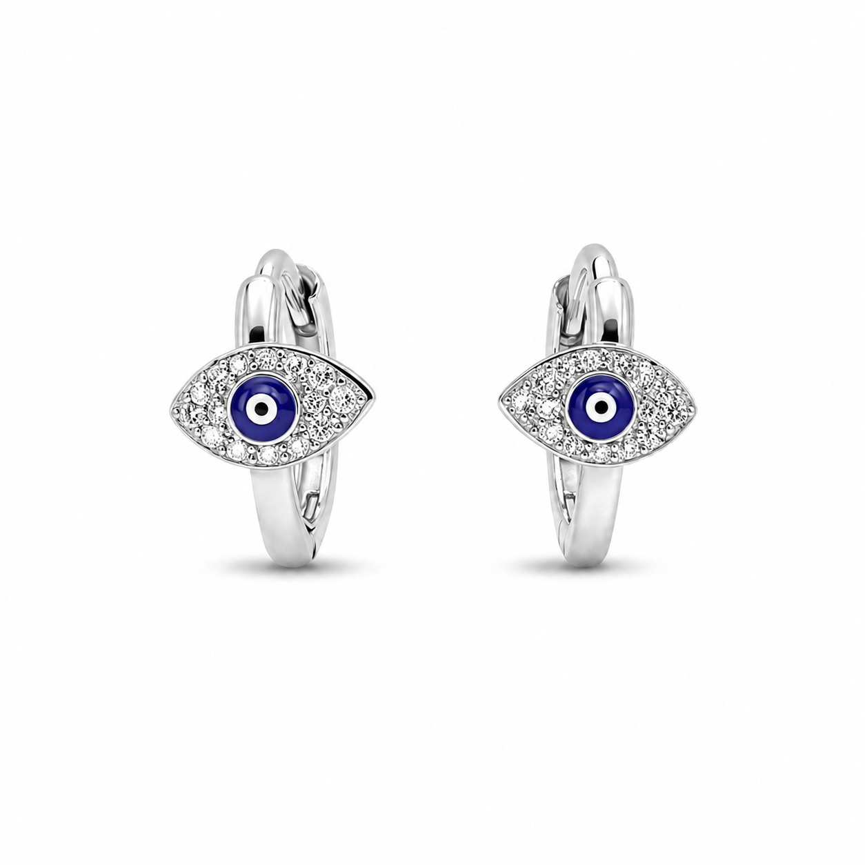 Evil Eye Huggies Earrings With Zc Sterling Silver 925