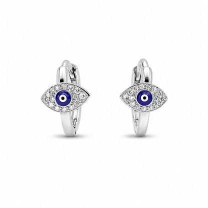 Evil Eye Huggies Earrings With Zc Sterling Silver 925