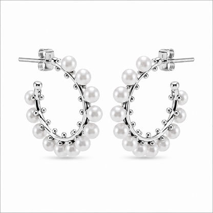 Clara Pearls Hoop Earrings 925 Sterling Silver-20mm