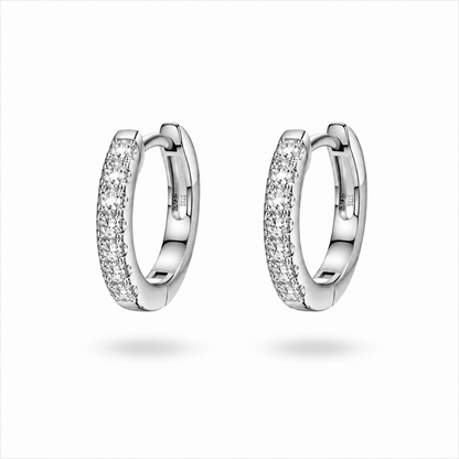 Dora Huggies Earrings With Zc Sterling Silver 925 -11 mm