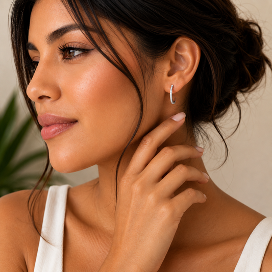 Isabella Hoop Earrings With Zc Sterling Silver 925 - 25mm