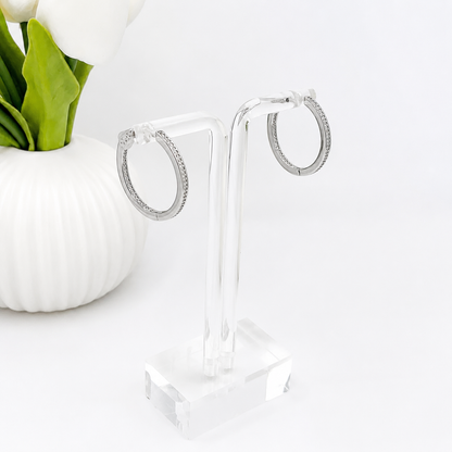 Isabella Hoop Earrings With Zc Sterling Silver 925 - 25mm