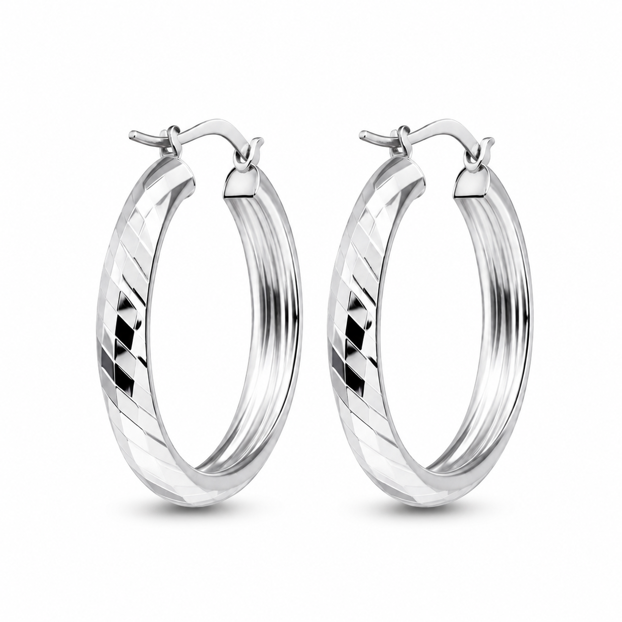 Nova  Hoops – Diamond Cut 925 Sterling Silver -25 mm