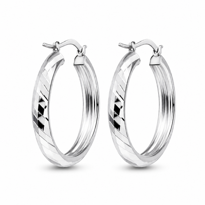 Nova  Hoops – Diamond Cut 925 Sterling Silver -25 mm