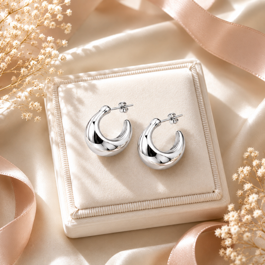 Luna Hoops Earrings Sterling Silver 925 - 20mm