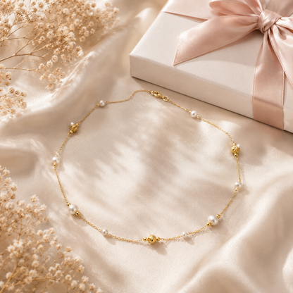 Aurora Pearl Gold Necklace – 925 Silver