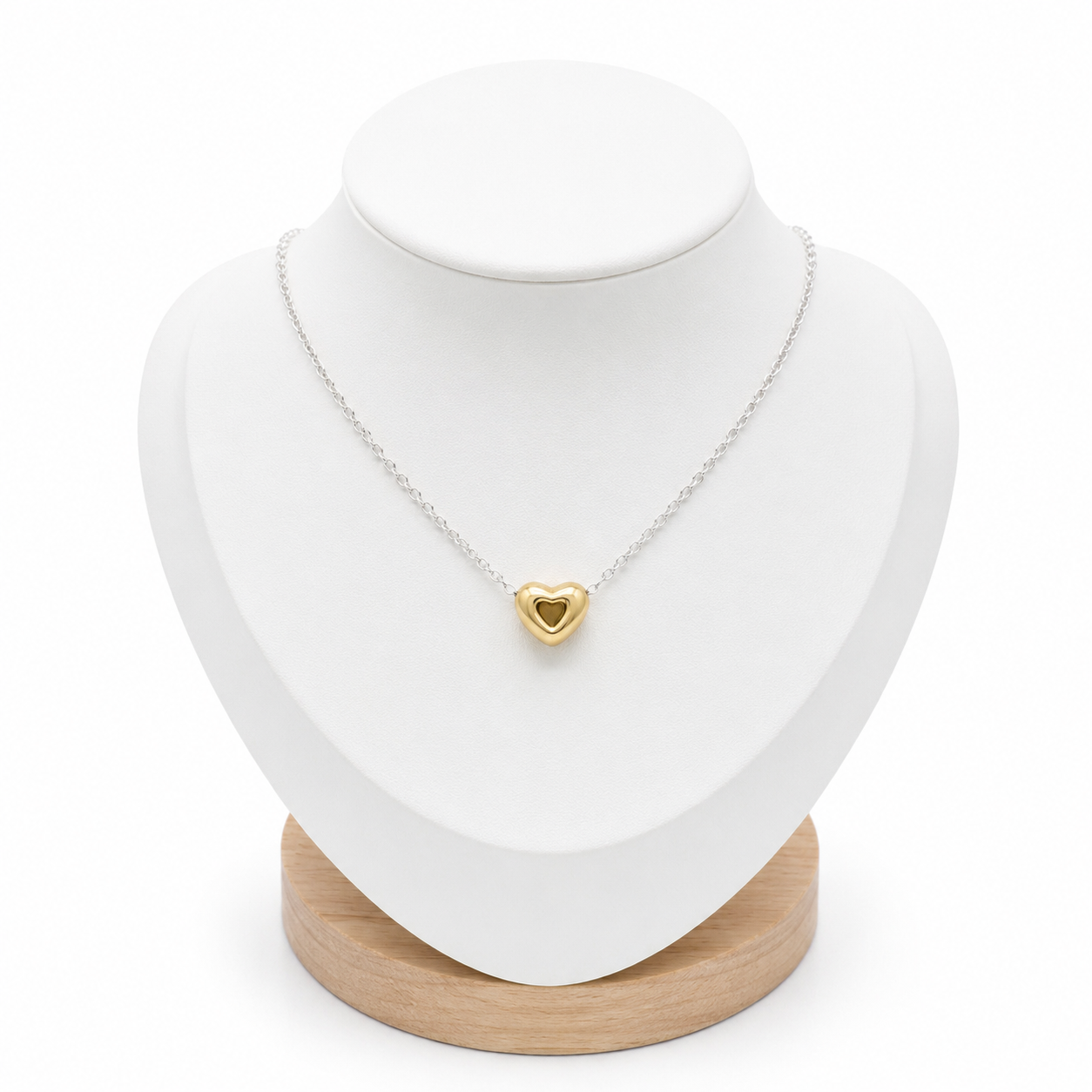 Gold Heart Necklace -Sterling Silver 925