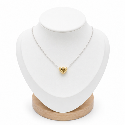 Gold Heart Necklace -Sterling Silver 925